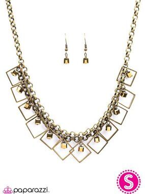 paparazzi antique brass necklace w/ matching earrings